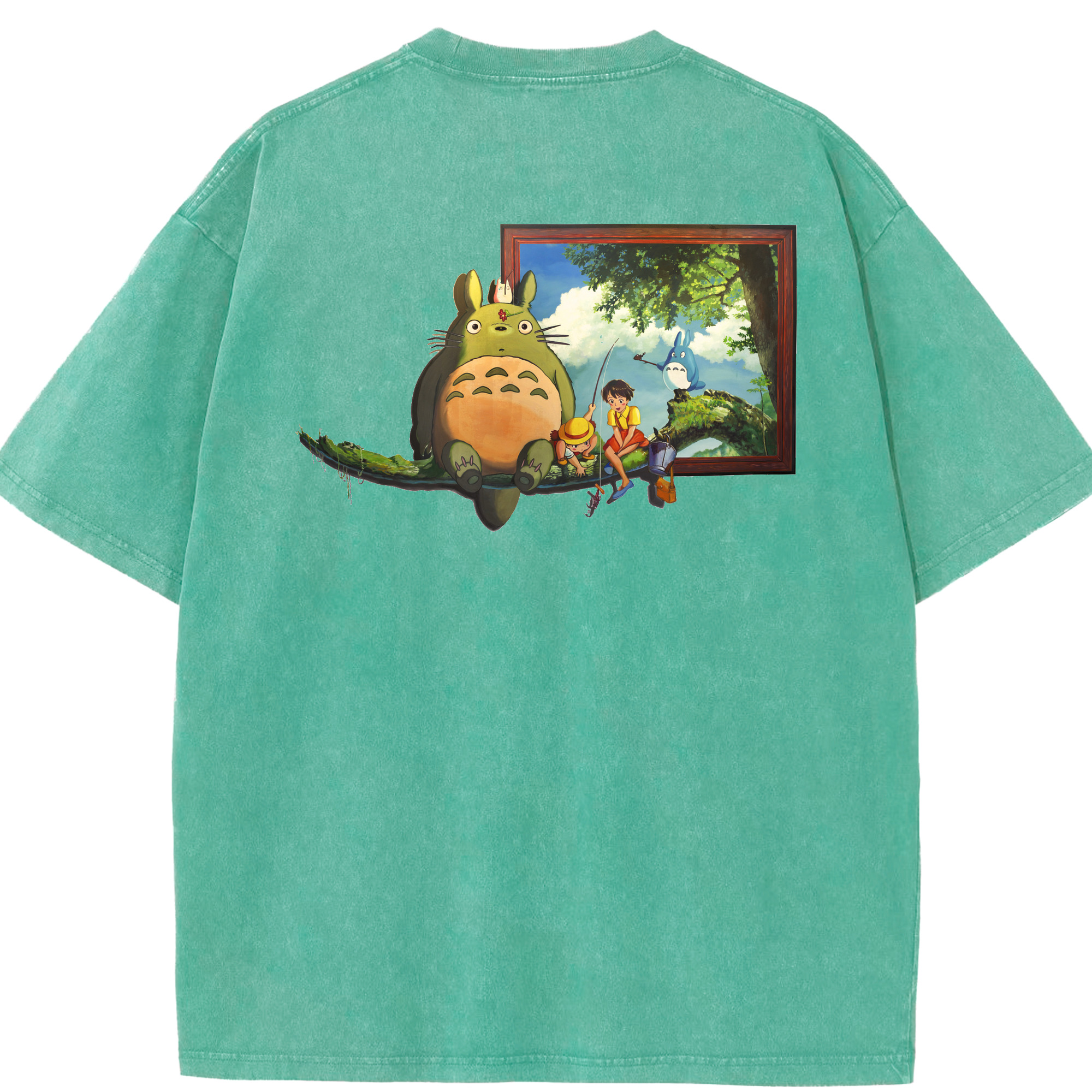 （画像用） となりのトトロ 草壁メイ 草壁サツキ My Neighbor Totoro Satsuki Kusakabe Mei Kusakabe 綿100% ヴィンテージ風 半袖Tシャツ（背面プリント）